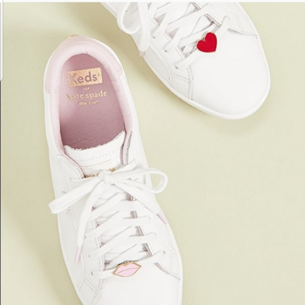 NEW Kate Spade X KED white pink leather sneakers